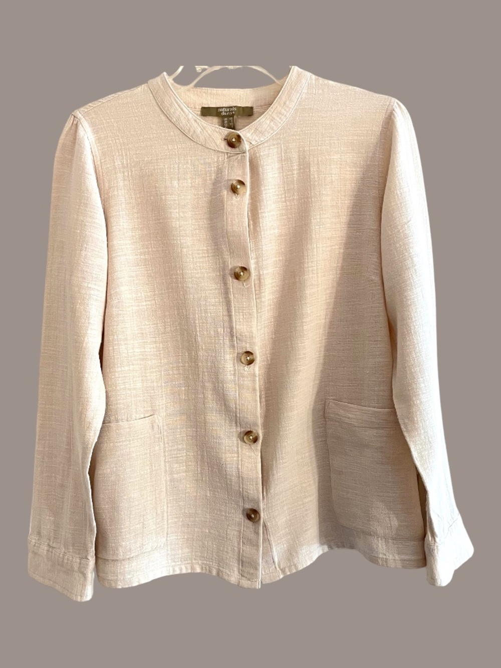 Denim & Co. Naturals Textured Cotton Collarless Button Front Jacket Size XS